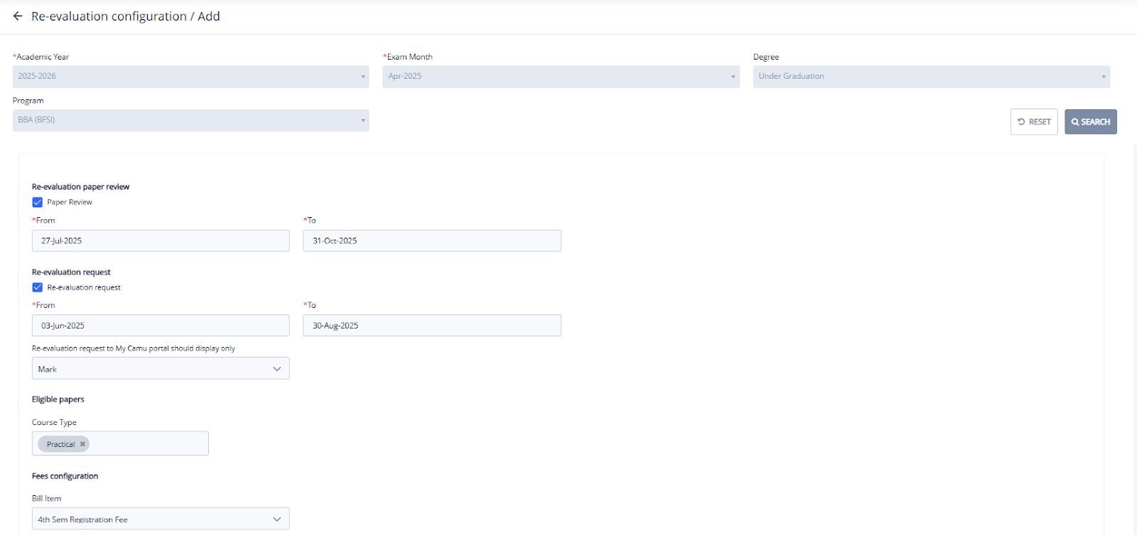Examination revaluation management