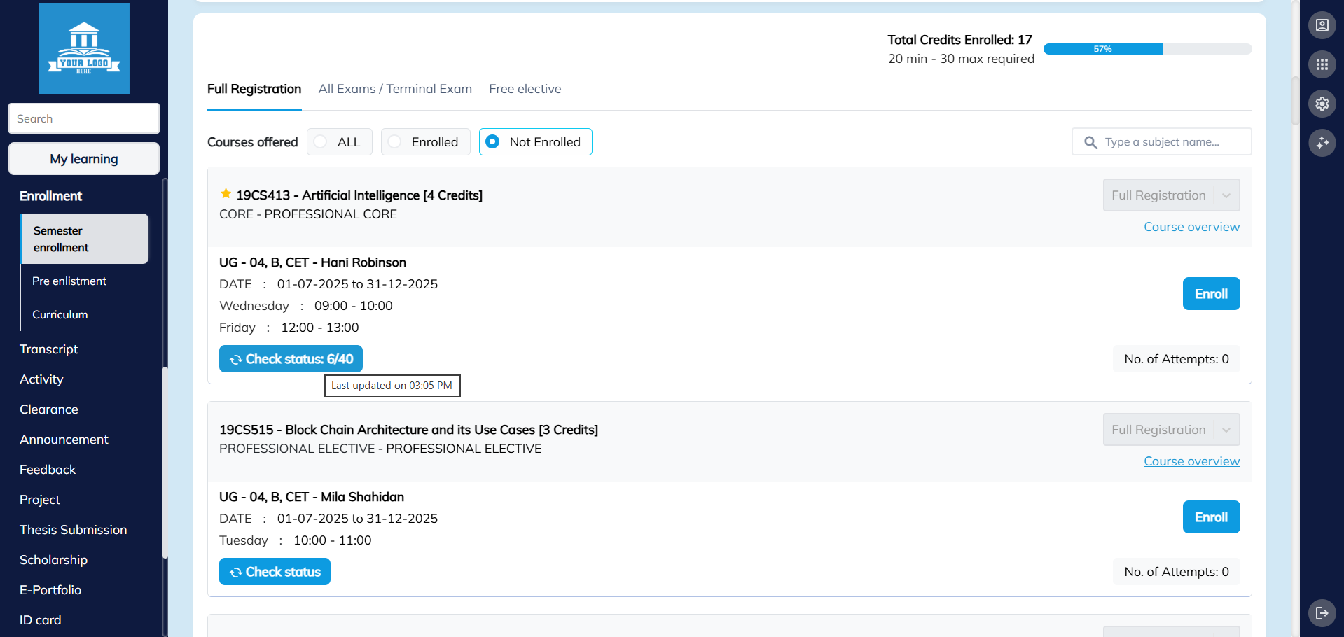 Online Course Enrollment
